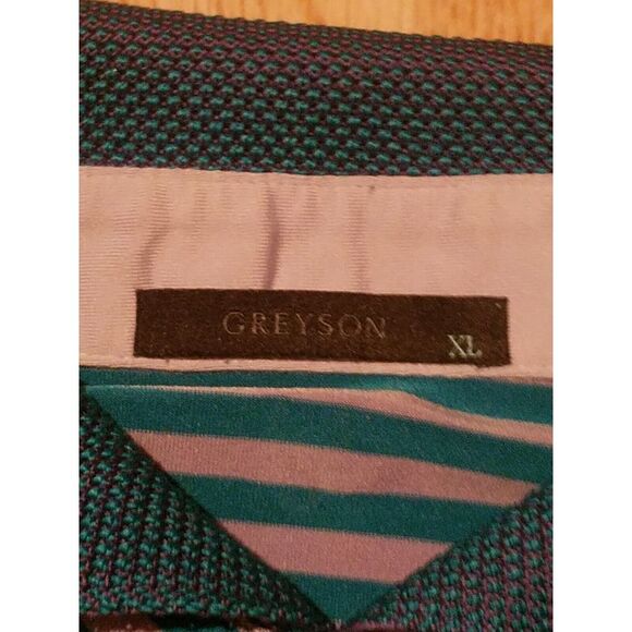 Greyson  1/4 Button‎ Mens XL Striped Golf Polo Shirt  Wolf Harrison Lake CC - Picture 3 of 7